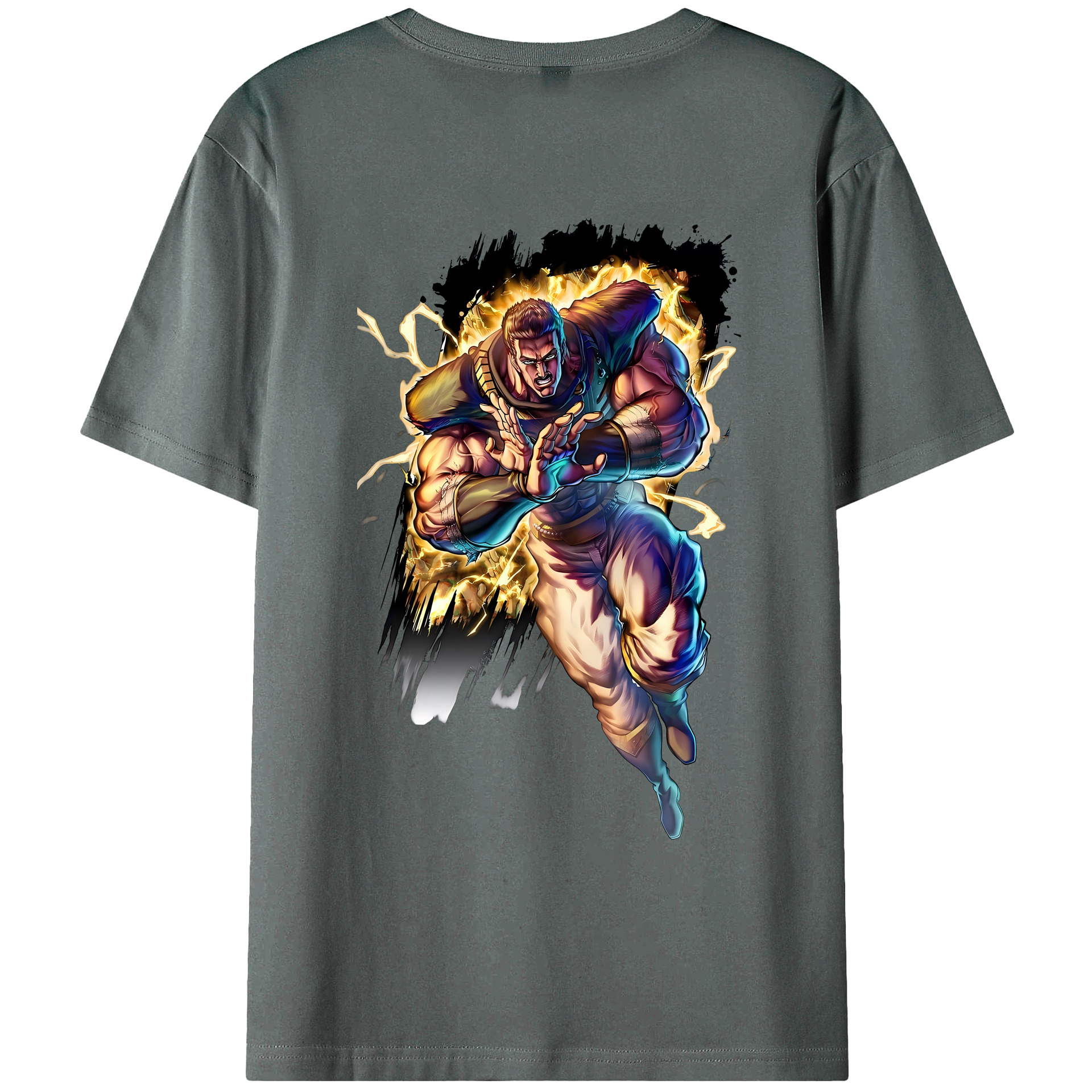 （画像用） 北斗の拳 Fist of the North Star 綿100％ メンズ半袖Tシャツ（バックプリント） 通気性